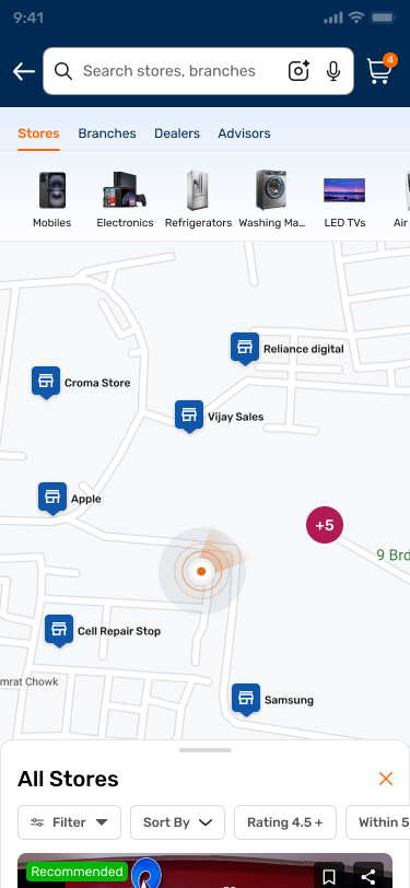 In-app map view