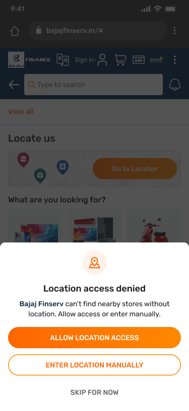 Location denied drawer